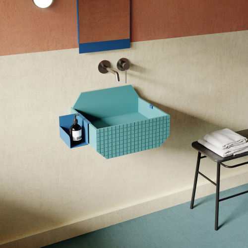 Lavabo sospeso - FRIEZE ONE LOW CHECKERED - ex.t - in ceramica / rettangolare / senza foro