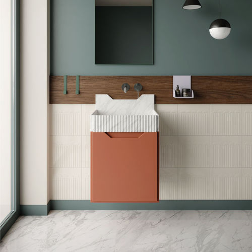 Mobile lavabo sospeso - FRIEZE - ex.t - in noce / in MDF laccato / contemporaneo