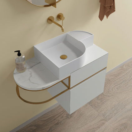 Piano lavabo in marmo - ex.t - con portasalviette integrato