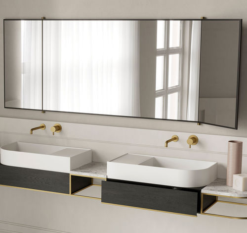 Specchio da bagno a muro - ex.t - contemporaneo / rettangolare / in ottone