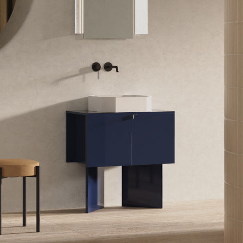 Mobile lavabo doppio - Origami - ex.t - sospeso / in ottone spazzolato / in nichel