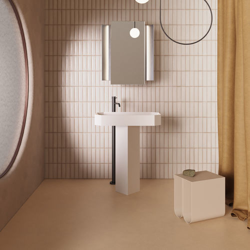 Lavabo autoportante - Origami - ex.t - in LivingTec® / rettangolare / 1 foro
