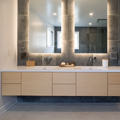 Mobile lavabo doppio - CIRRUS - AYA kitchens - sospeso / in rovere / contemporaneo
