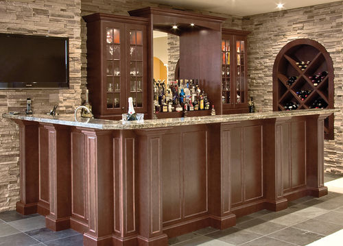 Bancone da bar - MADISON  - AYA kitchens - in Pyrex® / in acero / a L