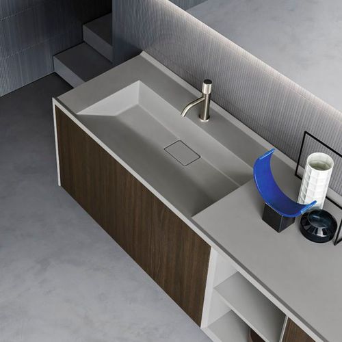 Lavabo da incasso - YPSILON 70 - ARBI - in Teknoform® / con piano integrato / rettangolare