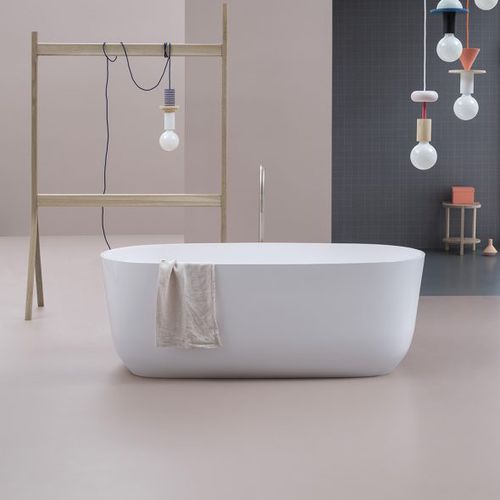 Vasca da bagno ovale - PANIER - ARBI - da appoggio / in pietra minerale / bianca