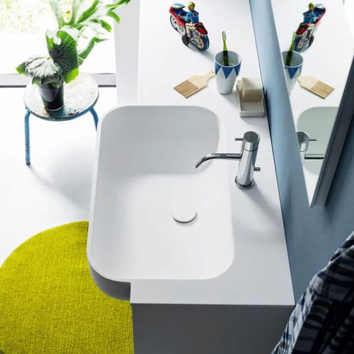 Lavabo da incasso - KREO - ARBI - in Teknoform® / con piano integrato / rettangolare