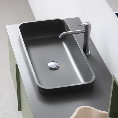 Lavabo da appoggio - FABER - COMPAB - in Corian® / rettangolare / contemporaneo