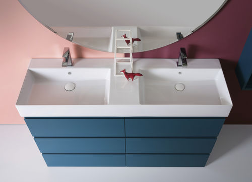 Lavabo consolle - ELEGANCE - COMPAB - in ceramica / con miscelatore / doppio