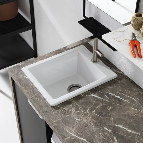 Lavabo da semincasso - POT - COMPAB - in ceramica / con miscelatore / rettangolare