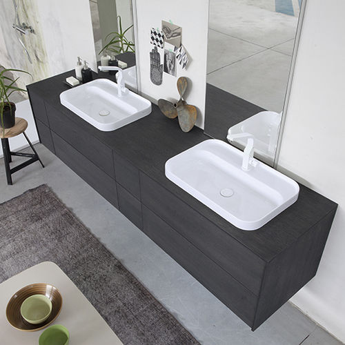 Mobile lavabo doppio - 22 - COMPAB - sospeso / in rovere / contemporaneo