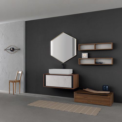 Mobile lavabo sospeso - 41 A/B / 44 A/B / 46 / 48 / 50 A/B / 51 A/B / 55 - COMPAB - in noce / contemporaneo / con cassetti