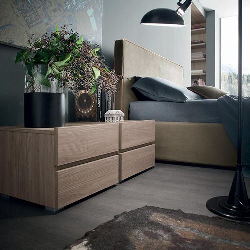 Comodino contemporaneo - BETA - Maronese - in legno laccato / in frassino / in melaminico