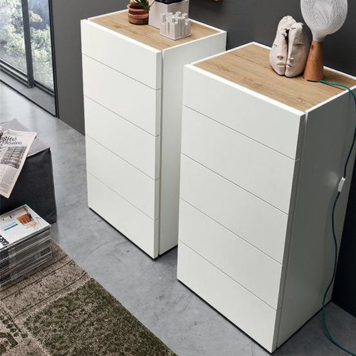 Cassettiera contemporanea - EDEN - Maronese - in legno laccato / in frassino / bianca