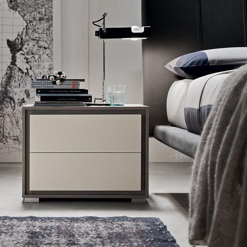 Comodino contemporaneo - GRIP - Maronese - in legno laccato / in frassino / rettangolare