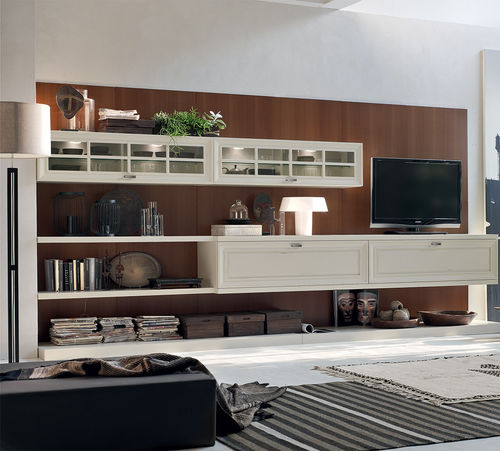 Parete attrezzata TV contemporaneo - MU455 - Maronese - in legno laccato / in noce