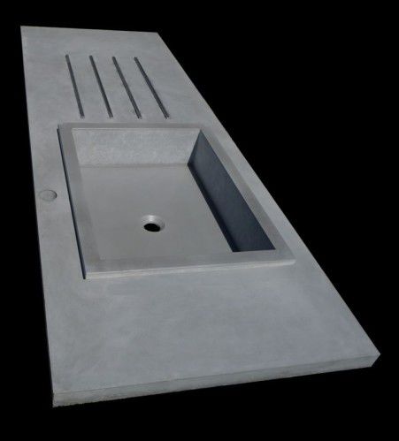 Lavello a 1 vasca - BALIAN BETON Atelier - con gocciolatoio / in calcestruzzo HUP Ductal© / monoblocco