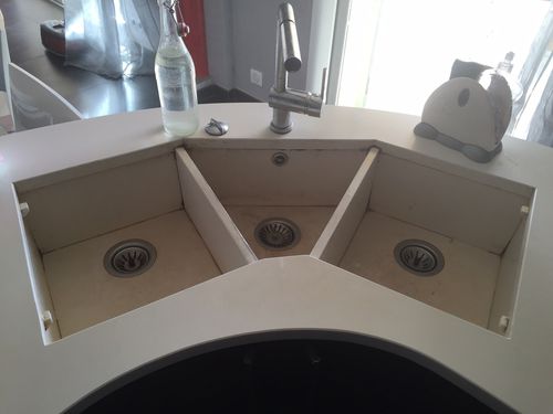 Lavello a 3 vasche - BALIAN BETON Atelier - senza gocciolatoio / in calcestruzzo HUP Ductal© / monoblocco
