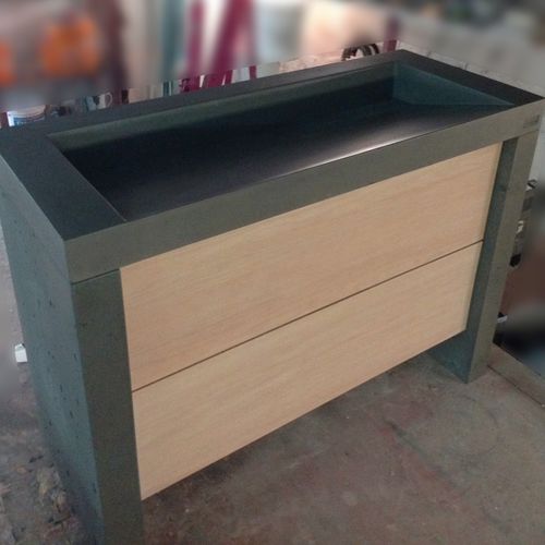 Mobile lavabo da appoggio - BALIAN BETON Atelier - in legno / in cemento / contemporaneo