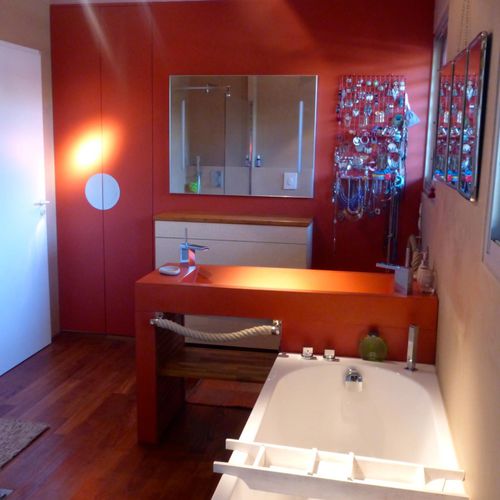 Mobile lavabo da appoggio - DOUBLE PENTE - BALIAN BETON Atelier - in cemento / contemporaneo