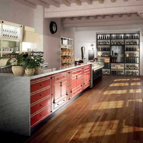 Bancone da bar - TOSCANA - Frigomeccanica - in legno / in acciaio inossidabile / dritto
