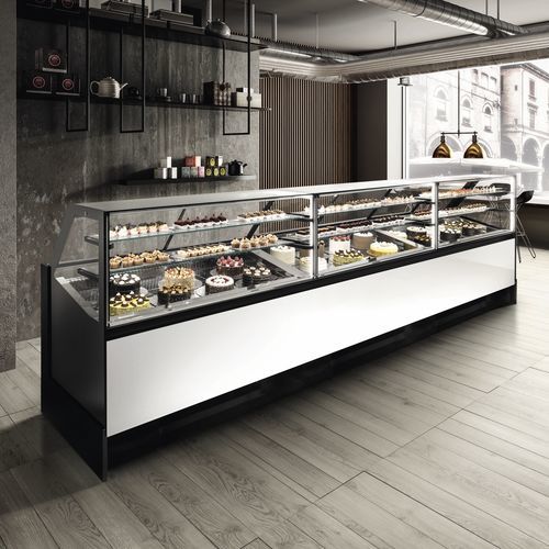 Vetrina refrigerata espositiva - ALBA SQUARED - Frigomeccanica - per pasticceria / in acciaio inossidabile / nera