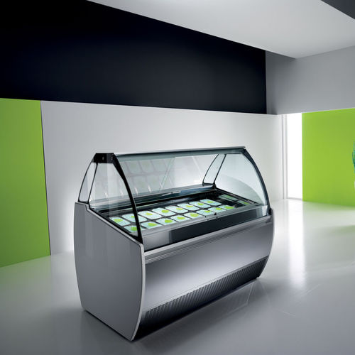 Vetrina refrigerata espositiva - ALBA - Frigomeccanica - per negozio / in acciaio inossidabile / con porta scorrevole