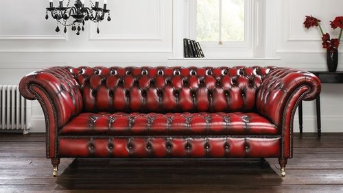 Divano chesterfield - BLENHEIM  - distinctive chesterfields - in pelle / rosso / 3 posti