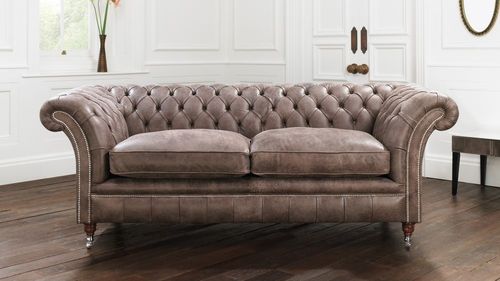 Divano chesterfield - DRUMMOND - distinctive chesterfields - in pelle / marrone / 2 posti