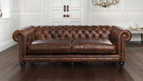 Divano chesterfield - HAMPTON - distinctive chesterfields - in pelle / marrone / 2 posti