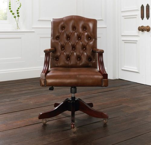 Poltrona da ufficio classica - GAINSBOROUGH - distinctive chesterfields - in pelle / con base a stella