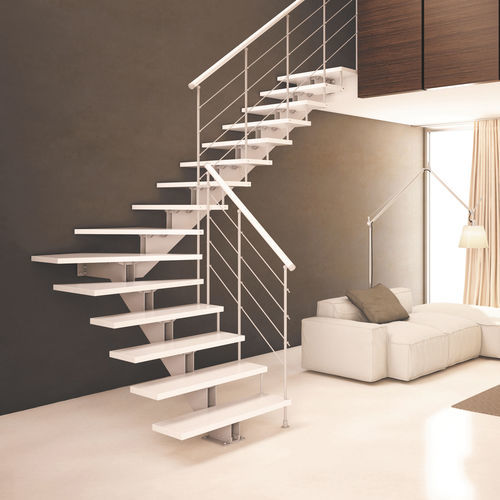 Scala a L - Feel TL - CAST DESIGN - con gradini in legno / con struttura in metallo / per uso residenziale