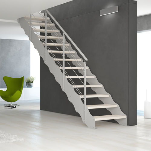 Scala dritta - Link Wave - CAST DESIGN - con gradini in legno / con struttura in metallo / per uso residenziale