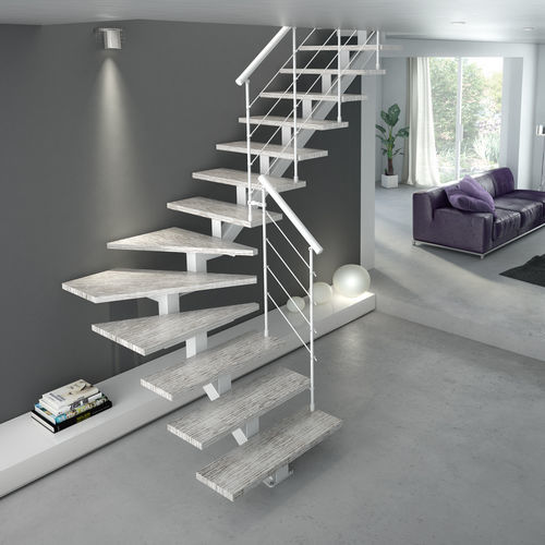 Scala dritta - Simply TL - CAST DESIGN - a L / con gradini in legno / con struttura in metallo
