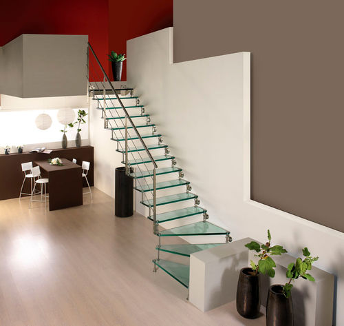 Scala a L - Swing Light - CAST DESIGN - a U / con gradini in vetro / con struttura in acciaio inossidabile