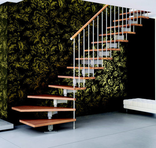 Scala a L - Mikra - CAST DESIGN - con gradini in legno / con struttura in metallo / per uso residenziale