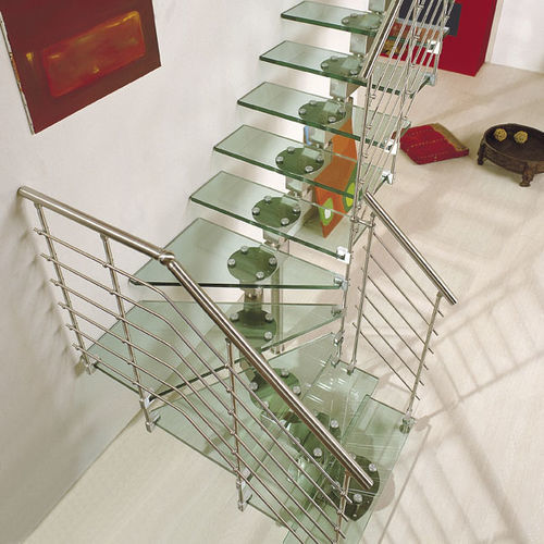 Scala a L - Tekna Light Kristall - CAST DESIGN - a U / con gradini in vetro / con struttura in acciaio inossidabile
