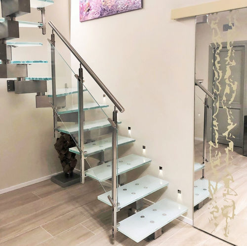 Scala a L - Tekna Light View - CAST DESIGN - a U / con gradini in vetro / con struttura in acciaio inossidabile