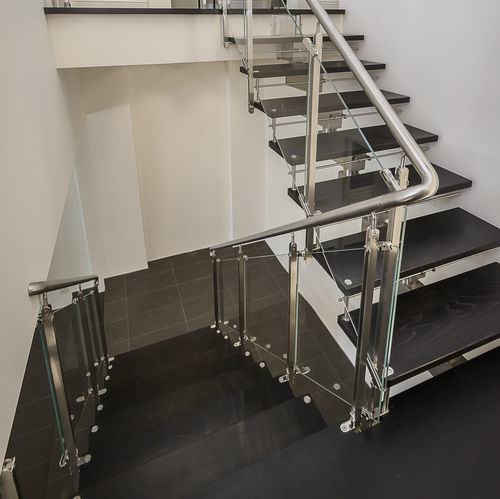 Scala a L - Tekna View - CAST DESIGN - a U / con gradini in legno / con struttura in acciaio inossidabile