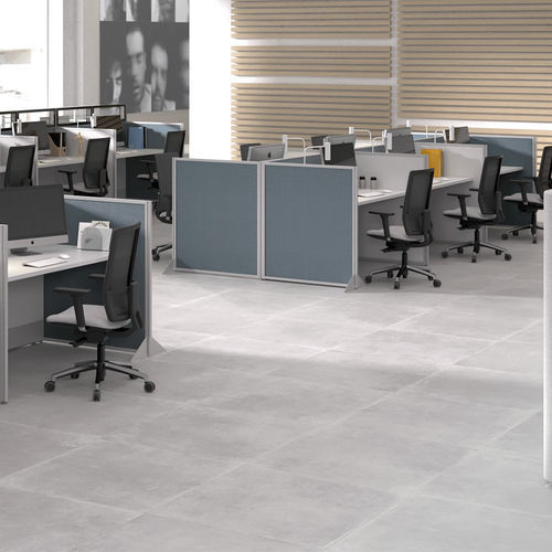 Divisorio per ufficio a pavimento - PANEL SYSTEM - Forma 5 - in tessuto / di protezione / grigio