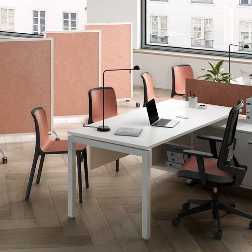 Divisorio per ufficio a pavimento - PANEL SLIM - Forma 5 - autoportante / in tessuto / in metallo