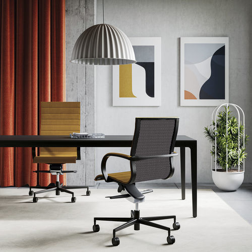 Poltrona direzionale contemporaneo - EM 202 - Frezza - in pelle / a rete / in alluminio