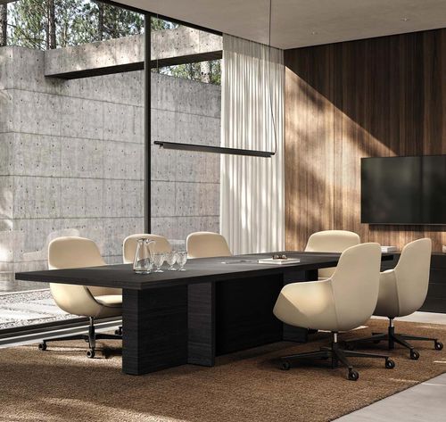 Tavolo da riunione contemporaneo - MUX70 - Frezza - in legno / con supporto in legno / rettangolare