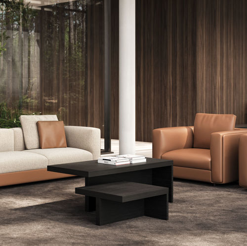 Tavolino basso contemporaneo - MUX70 - Frezza - in legno / con supporto in legno / rettangolare