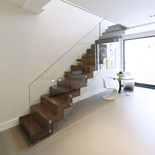 Scala dritta - ST QUINTINS  - elite metalcraft - con gradini in legno / con struttura in vetro / contemporanea