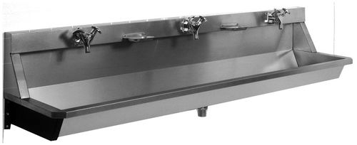 Lavabo integrato - TM2AH-R - Intersan - in acciaio inossidabile / rettangolare / classico