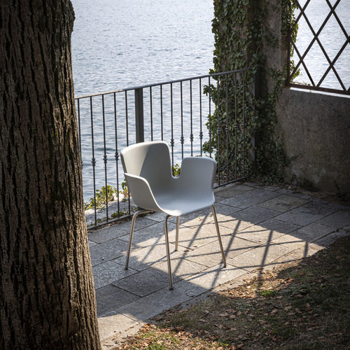 Sedia contemporanea - JULI RE-PLASTIC - Cappellini - da esterno / in polipropilene / con supporto in acciaio inossidabile