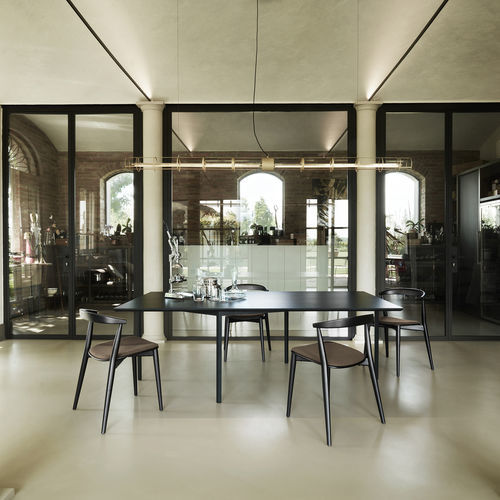 Tavolo contemporaneo - OPENUP - Cappellini - in legno compensato / con supporto in metallo verniciato / rettangolare