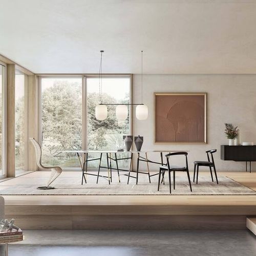 Tavolo da pranzo contemporaneo - MILLEPIEDI - Cappellini - in legno / in marmo / con supporto in metallo