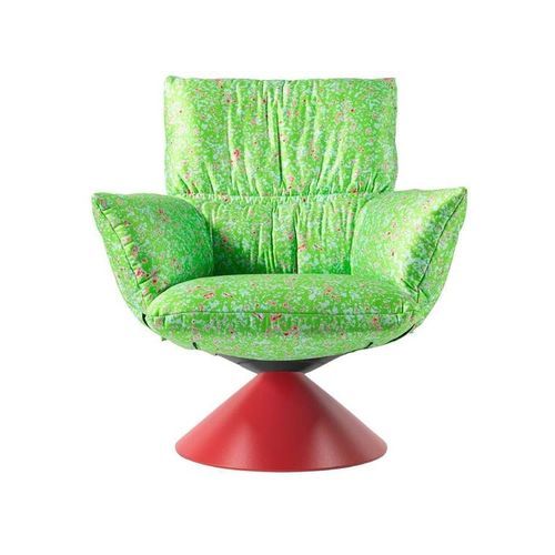 Poltrona contemporanea - HAPPY LUD'O - Cappellini - in raso / con poggiapiedi / rossa